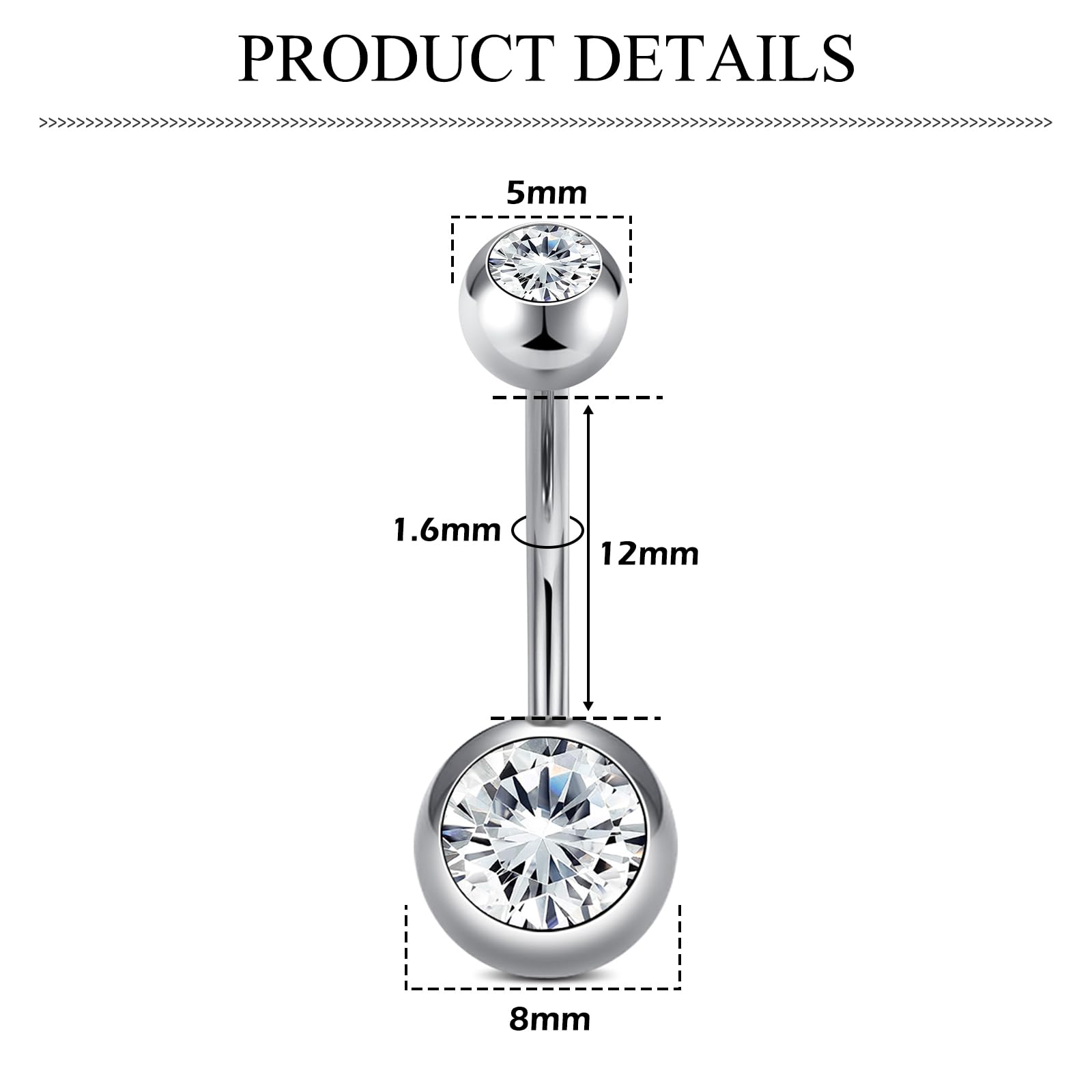 AceFun Piercing ombligo Titanio oro plata 6mm 8mm 10mm 12mm 14mm Piercings de banana acero quirurgico mujeres 1 pieza 14G Piercing ombligo G23 Barbell Bijoux Anillos — view 3