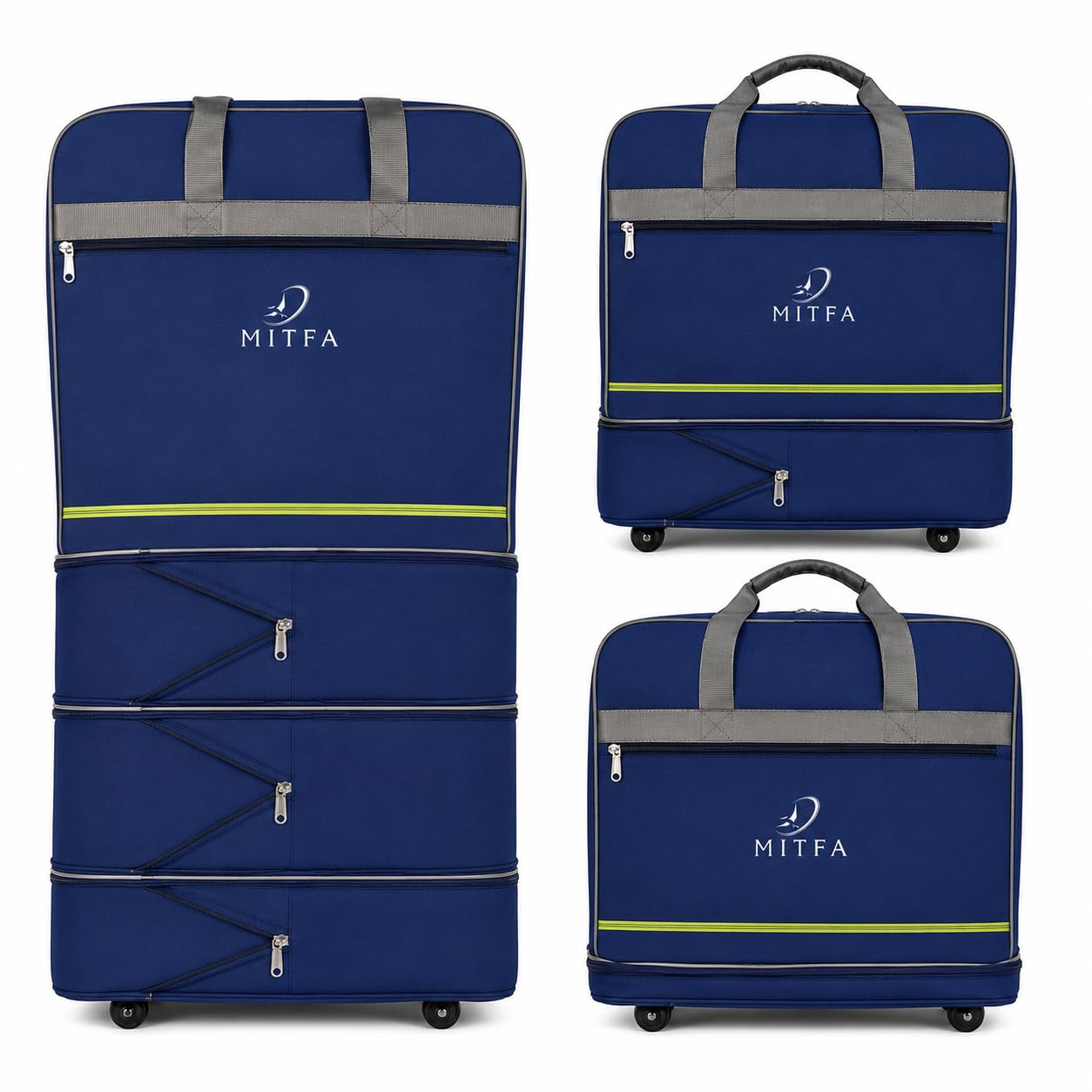MITFA 3-Layer Convertible Duffle Bag | Foldable & Extendable Waterproof Luggage with Wheels | Travel Bag for Clothes for Men & Women-picture-41