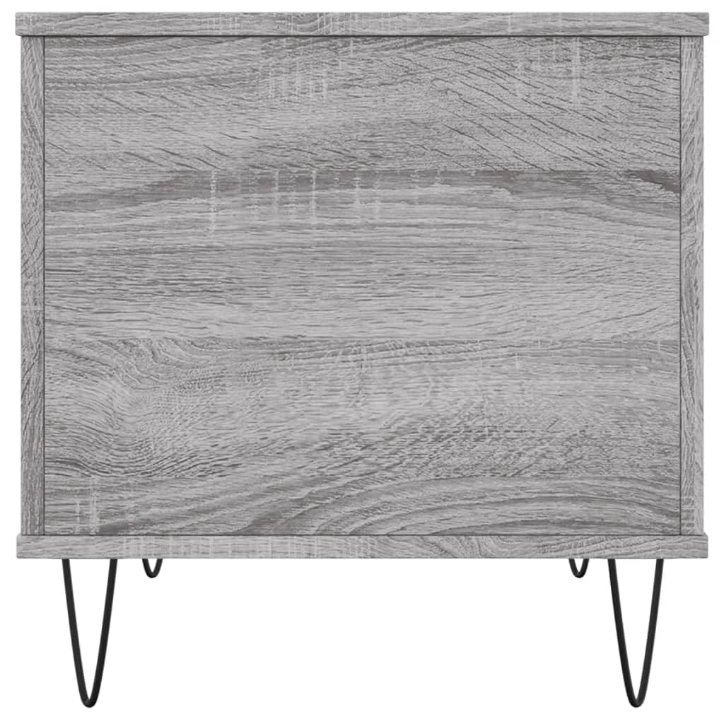 Générique Sonoma Inżynieria Drewniany Stolik kawowy Szary 60x44,5x45 cm | Podnoszona góra, ukryte przechowywanie, metalowe nóżki, uniwersalne do salonu