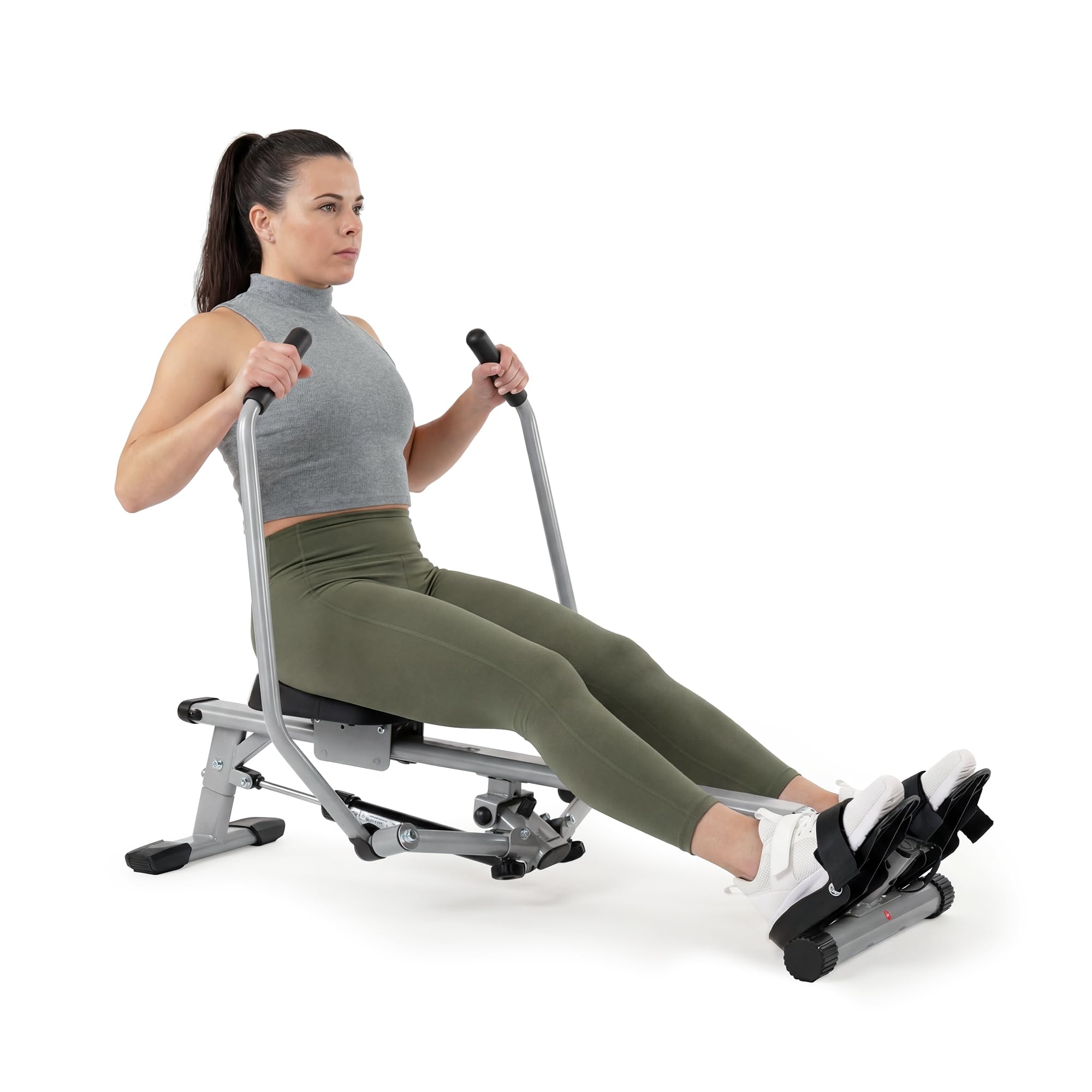 Compact Hydraulic Rowing Machine, Low Impact Rower with 12 Adjustable Resistance Level, Cardio Exercise Equipment for Home