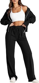Womens 2 Piece Casual Outfit Workout Hoodie Sweatsuits with Sweatpant Travel Airport Track Suits Lounge Sets