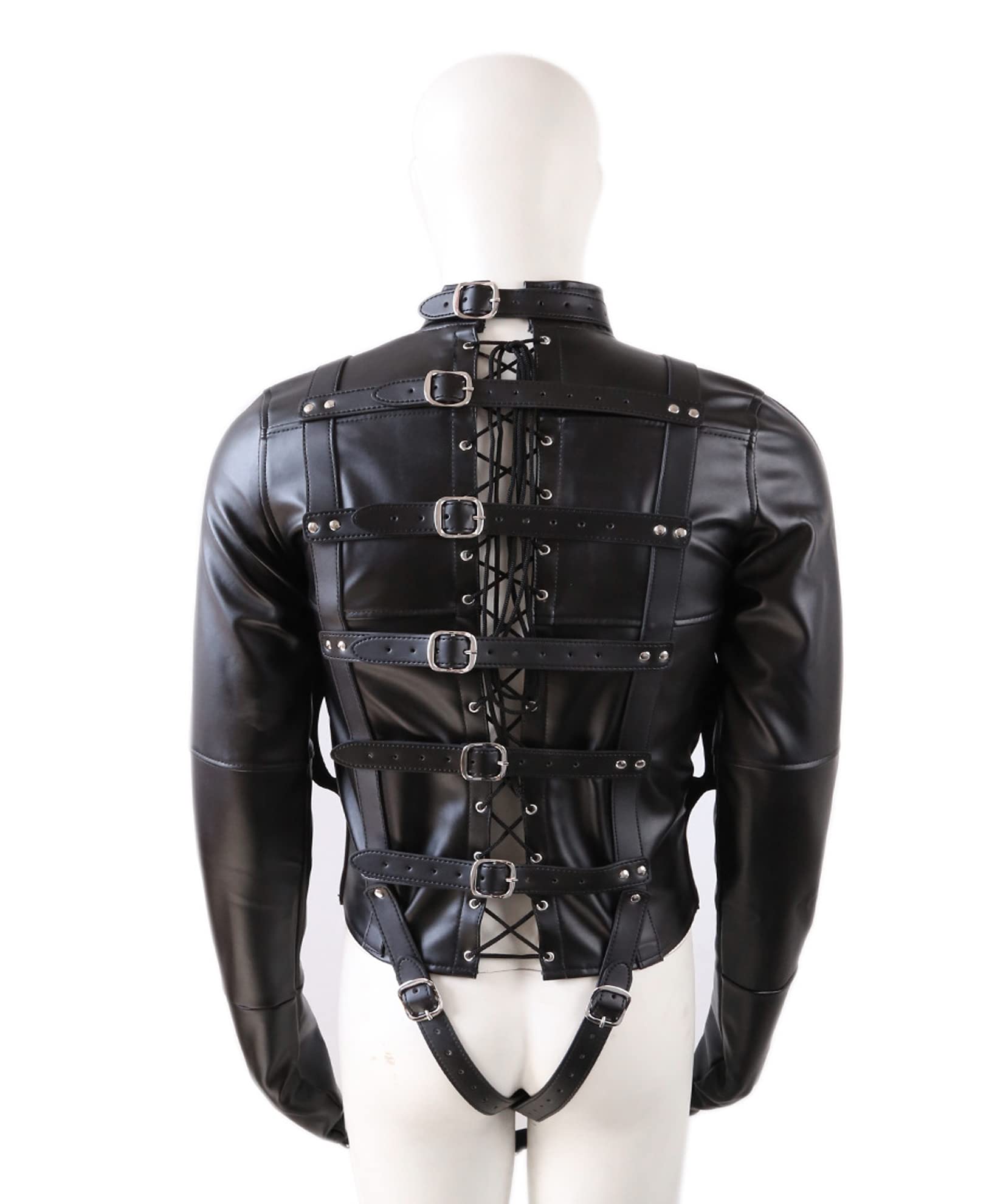 Cintura di castità in pelle costume manette di ritenuta BDSM bondage lingerie condizionata bondage abbigliamento forzato bondage erotico giocattoli del sesso for uomini donne(Schwarz)