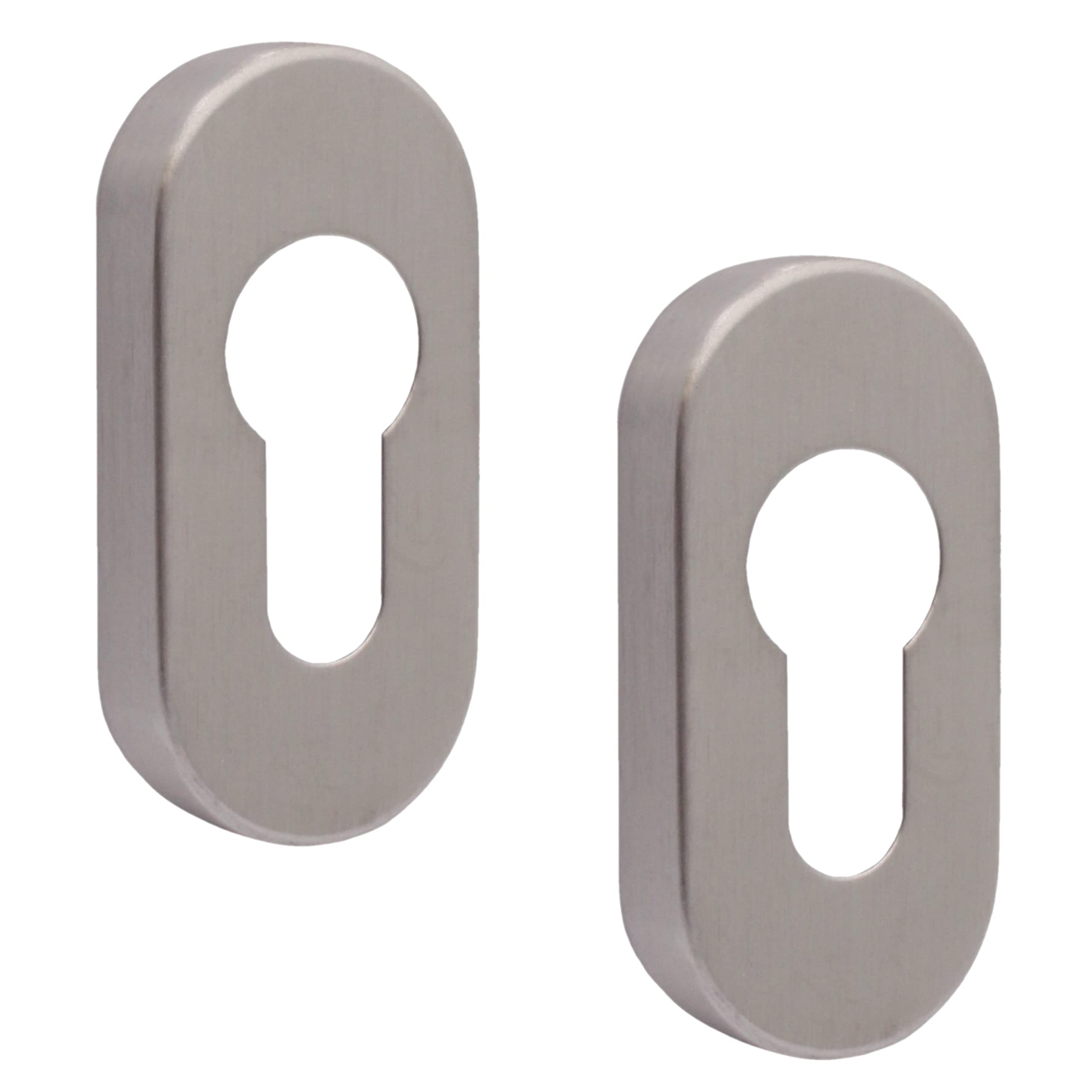 Eai Satin Stainless Upright Euro Escutcheon Oval Shaped Keyhole Cover - Steel - Pack Of 2