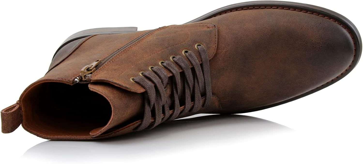 Polar Fox Men's Ankle Dress Boots | Lace-up Casual Fashion Boot Collection | Cap Toe & Plain Toe Styles image 5