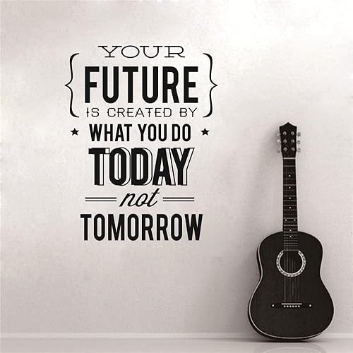 UILMNIY Adhesivo decorativo de pared con cita de motivación para dormitorio, tu futuro es creado por lo que haces hoy no mañana, vinilo para sala de