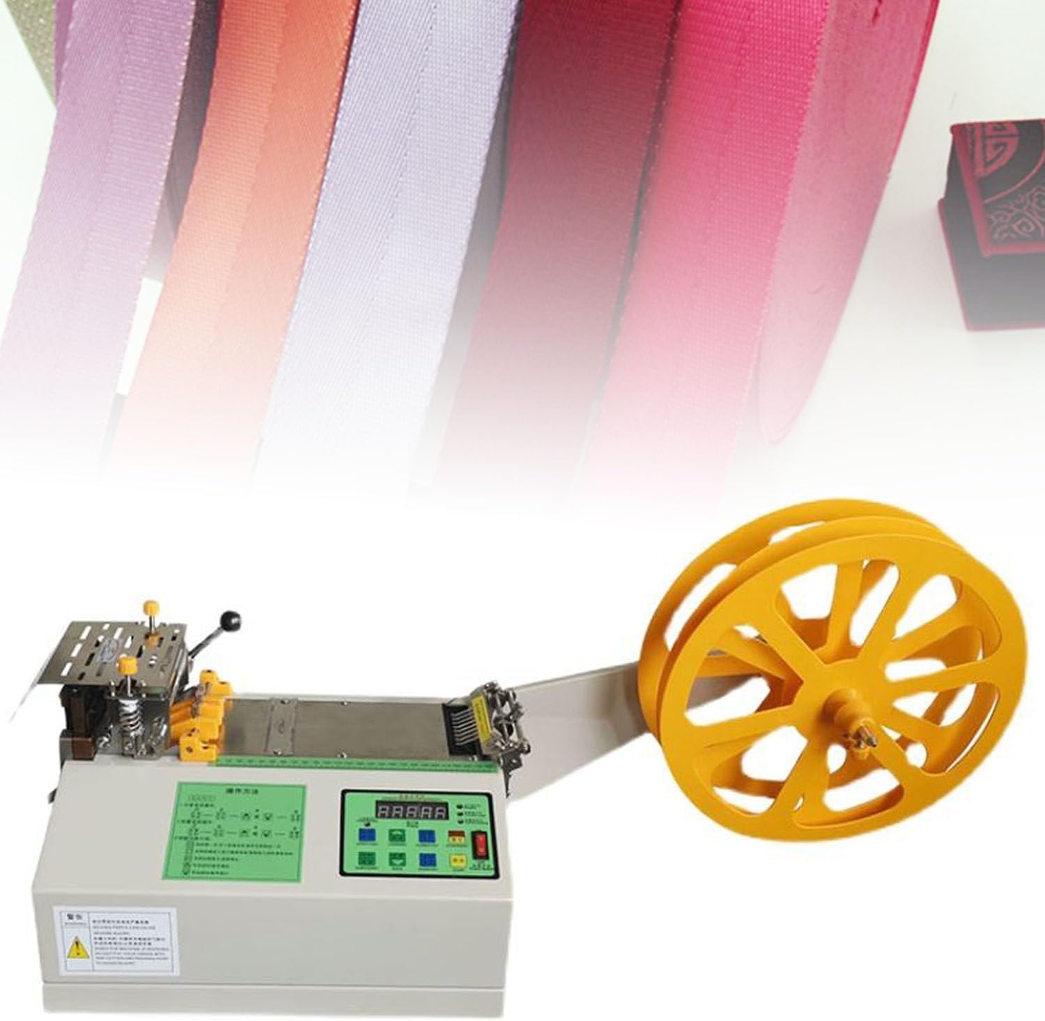 Webbing Cutting Machine, Automatic Tape Cutter, Hot & Cold Strip Cutter for Textile, Ribbon, and Cloth Belt - Max Cutting Width 95mm
