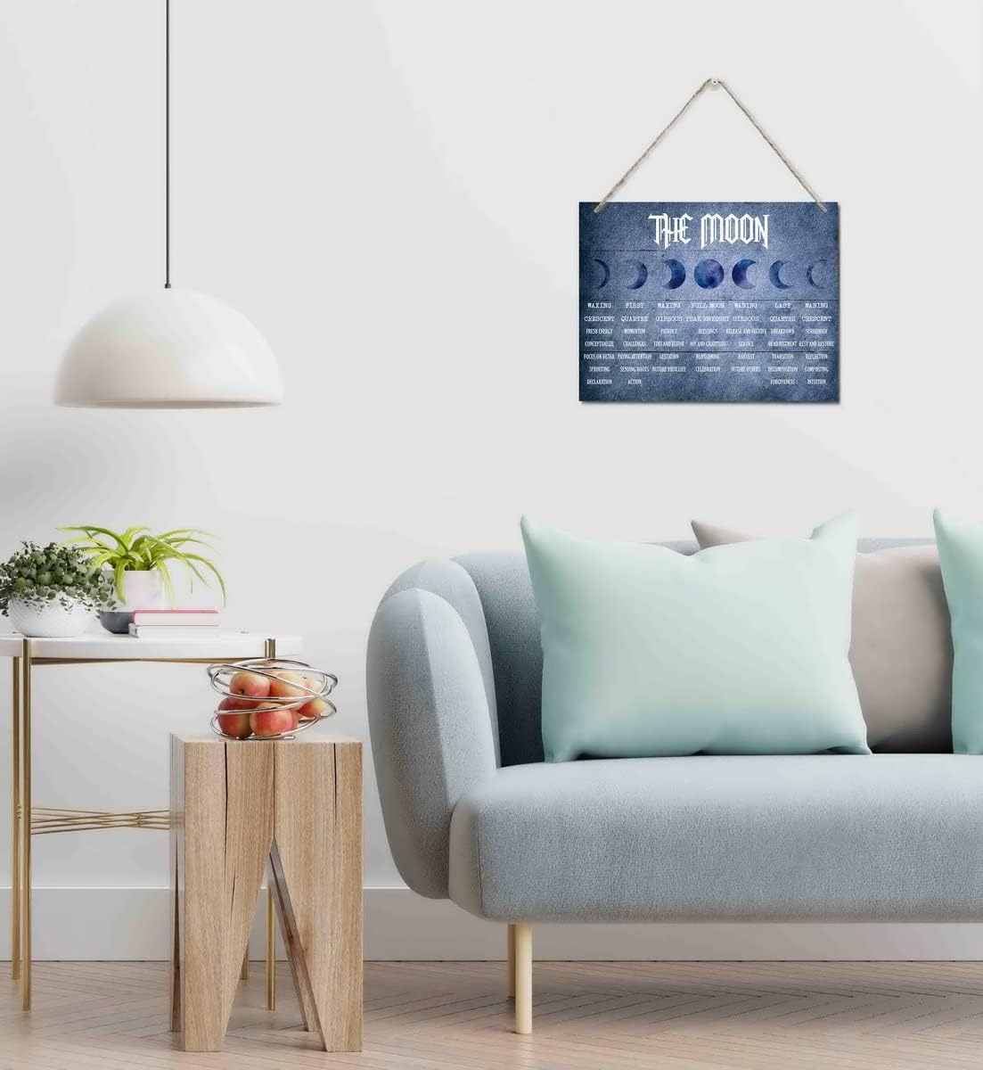 The Moon Phases Meanings Witchery Wooden Wall Art Signs, Hanging Printed Wall Plaque Wood Signs, The Moon Sign, Home Decor, Witch Vintage Poster Signs, Decor Aesthetic for Bedroom 10 X 7.8 in