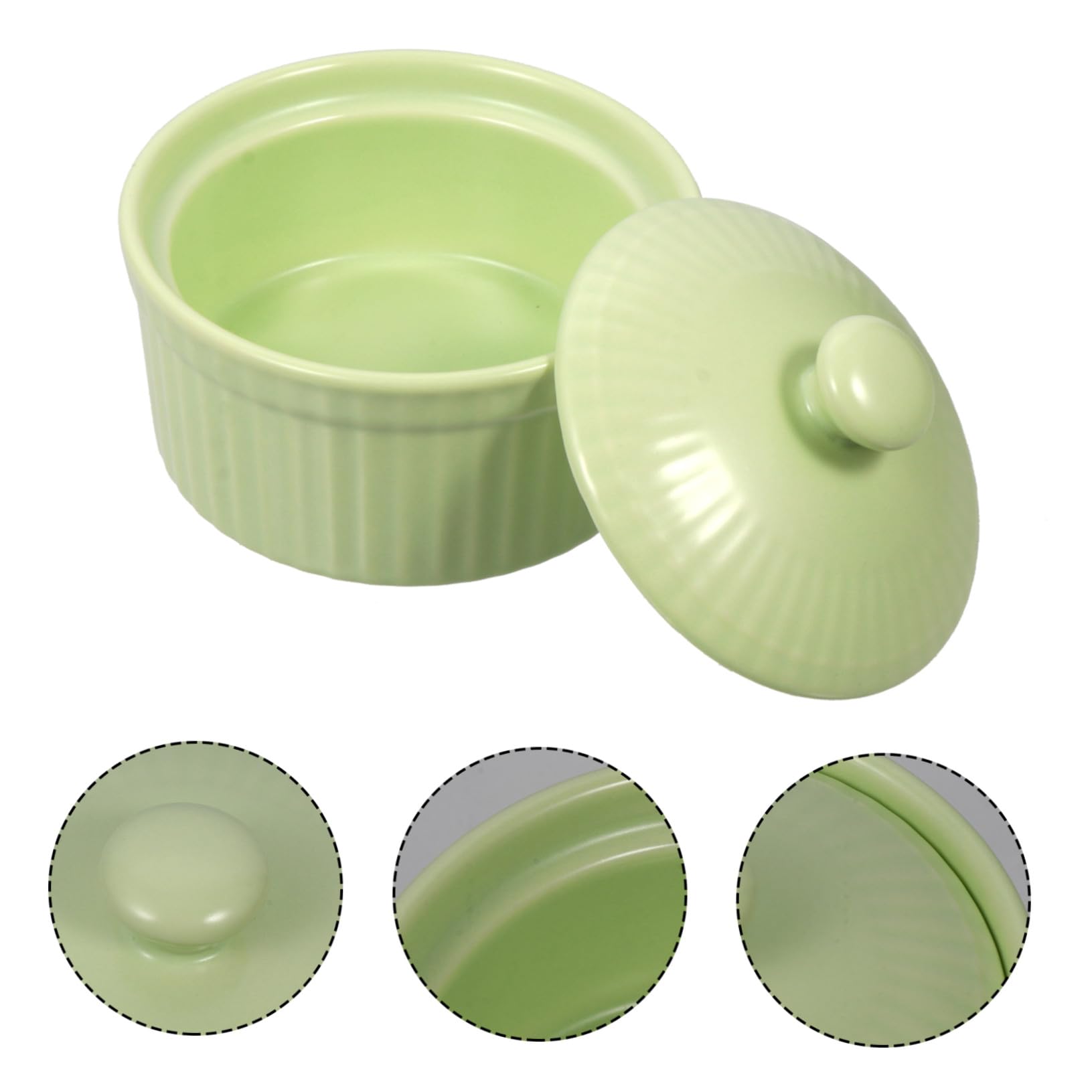 Keramik Souffléform mit Deckel, Grün, 1 Stück für Backen