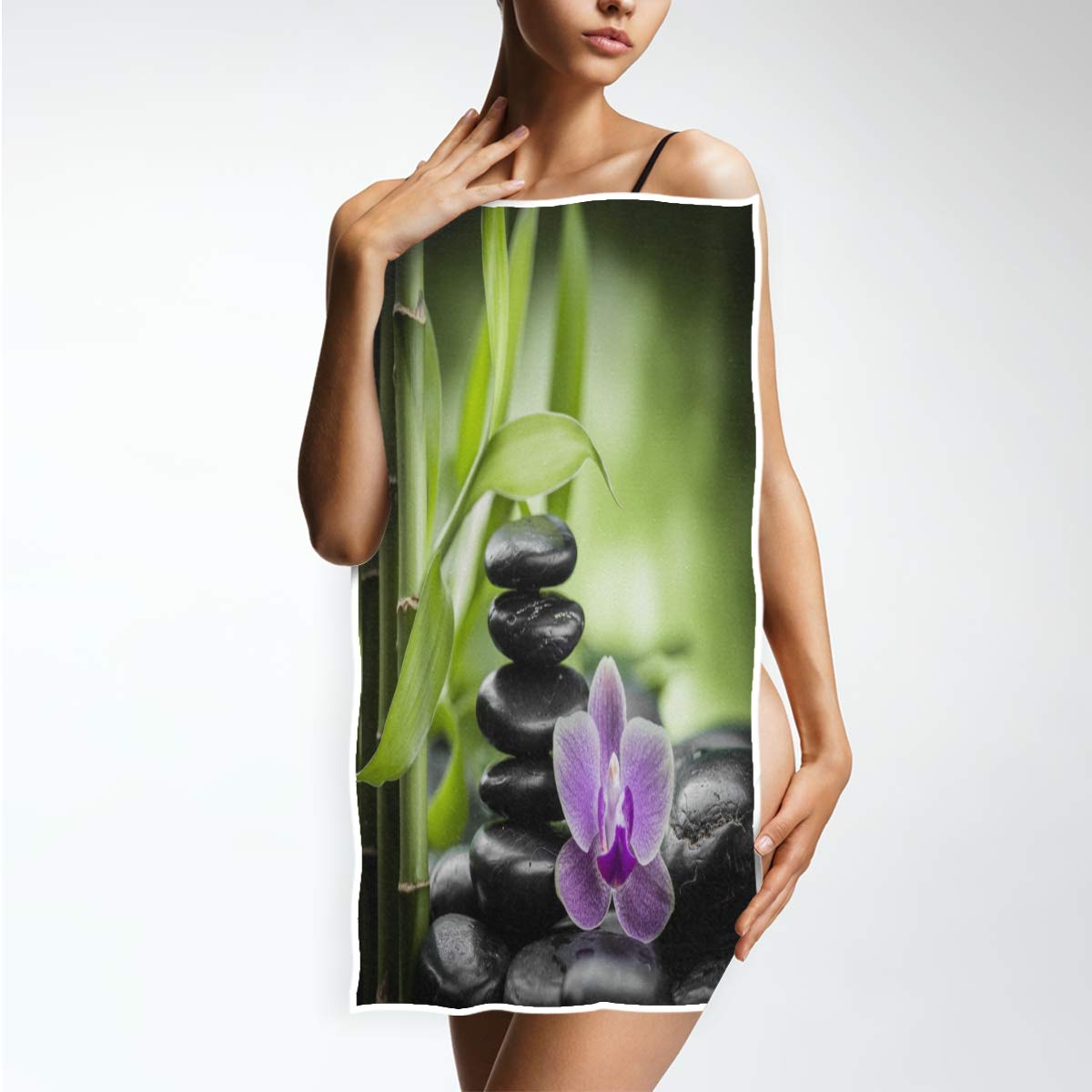 GIGIJY Japonia Zen Kamienie Orchidea i bambus Design Ręcznik Bardzo chłonny Miękki Ręcznik do rąk do domu Kuchnia Łazienka Siłownia (1 zestaw 4 szt.) dla Dorosłych Dzieci Chłopcy Dziewczęta 76 x 38 cm
