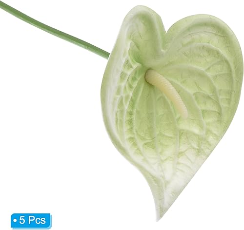 Miniatura 3 de PATIKIL Flores artificiales de lirio de anturio de 13 pulgadas, paquete de 5 arreglos florales permanentes para decoración del hogar, novia, boda,