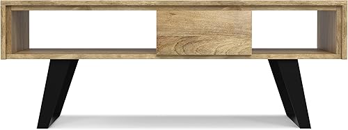 Miniatura 29 de SIMPLIHOME Lowry - Mesa auxiliar cuadrada de madera de acacia maciza y metal, de 22 pulgadas de ancho, moderna, industrial en marrón envejecido café