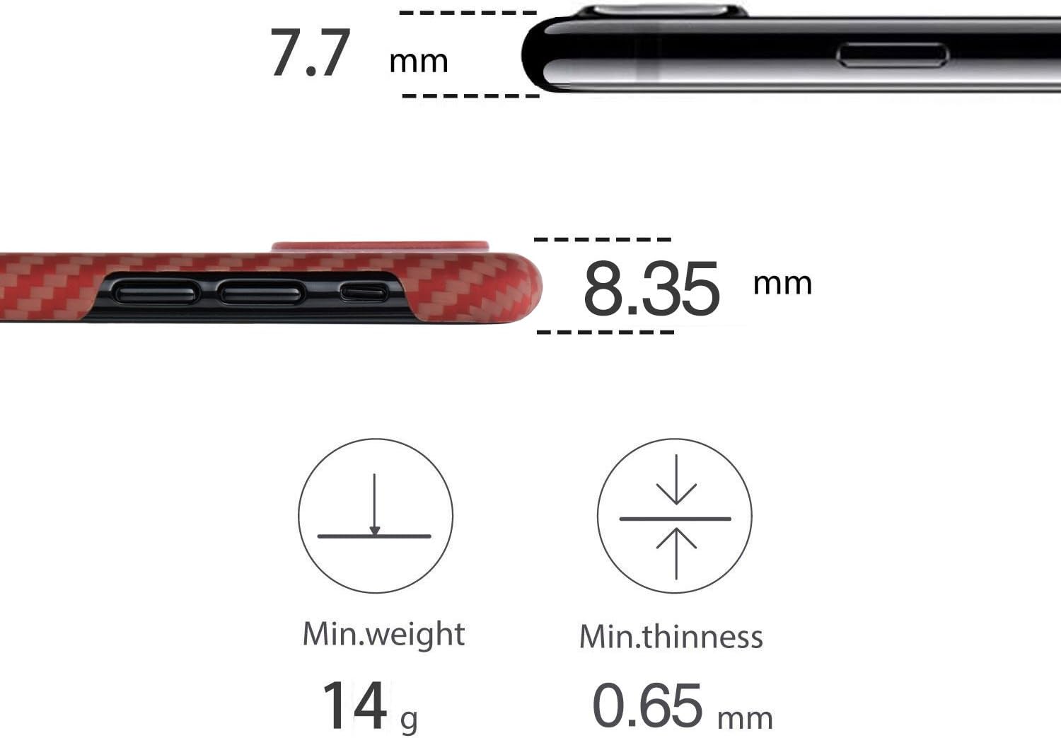 PITAKA Magnetic Slim Case Compatible with iPhone X 5.8", MagEZ Case Aramid Fiber [Real aero Crafts Material] Phone Case,Minimalist Strongest Durable Snugly Fit Snap-on Case - Red/Orange