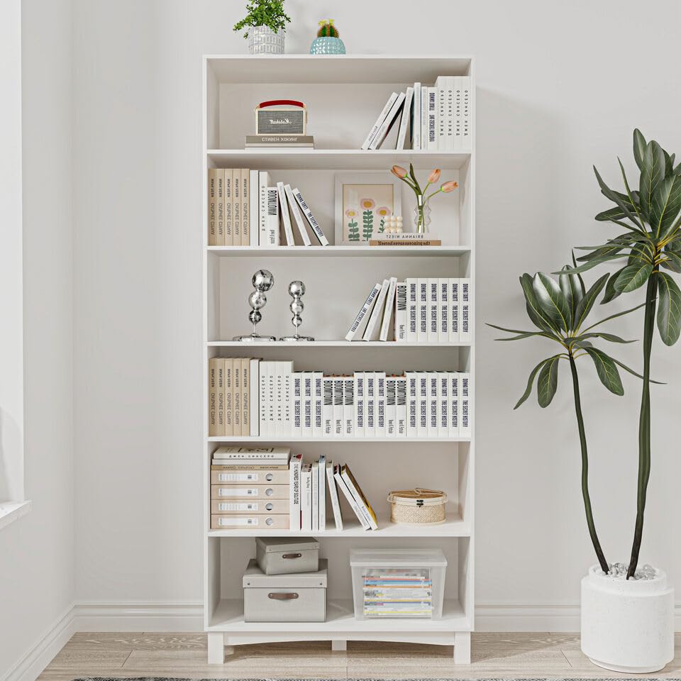 URBNLIVING 5/6 Tier Wooden Shelf Bookcase Shelving Unit for Storage and Display, Ideal for Home or Office Organization, Stylish & Durable Wooden Stand with Multiple Shelves for Books, Décor