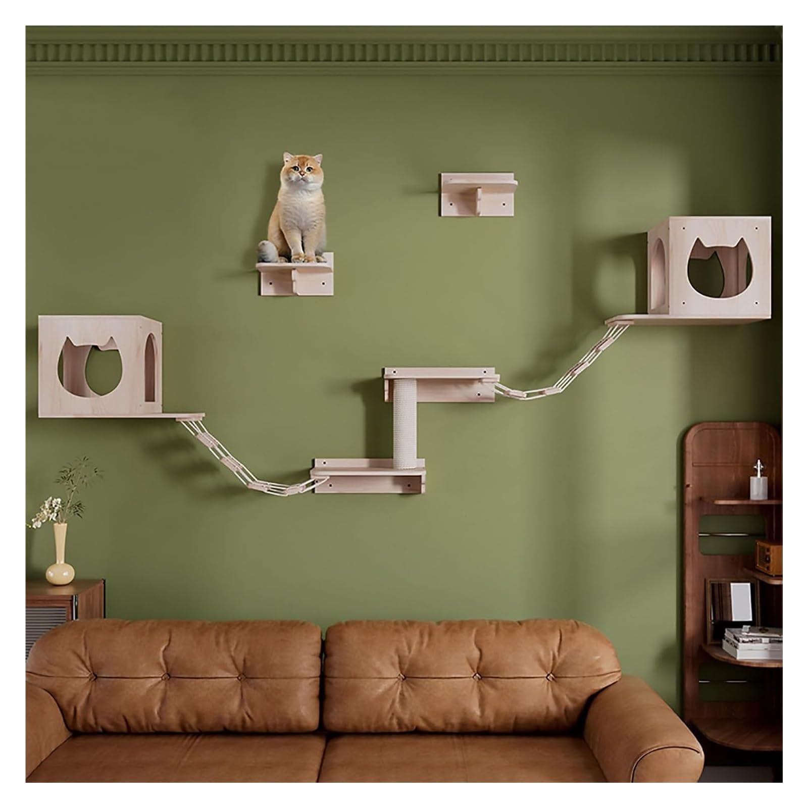 Struttura per arrampicata gatti da parete, Mensole da parete for gatti montate a, capsula spaziale con piattaforma di salto integrata for albero for(Style3)