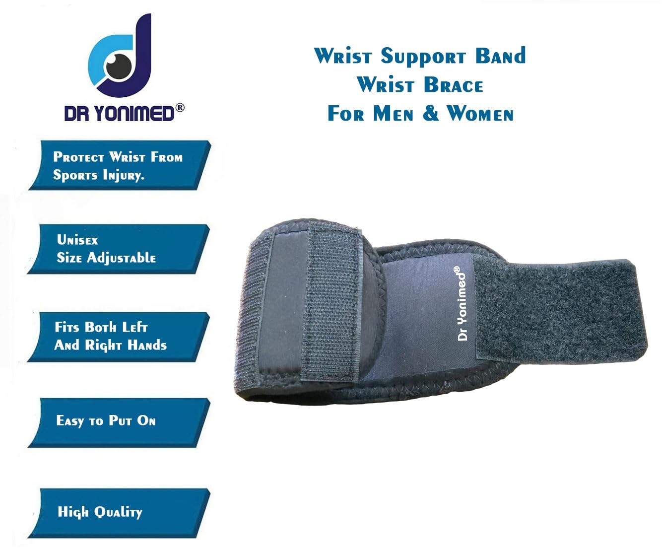 Dr Yonimed Wrist Supporter For Gym Wrist Band For Men & Women for Long Lasting Pain Relief & Stability Universal Size Wrist Brace for Workout, Gym & Pain Relief.