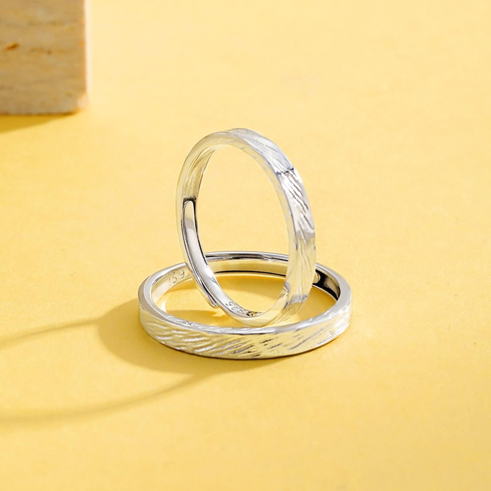 Verlobungsring Paar Gold, Ringe Frauen Silber 925 Unregelmäßige Textur Jahrestag Geschenk