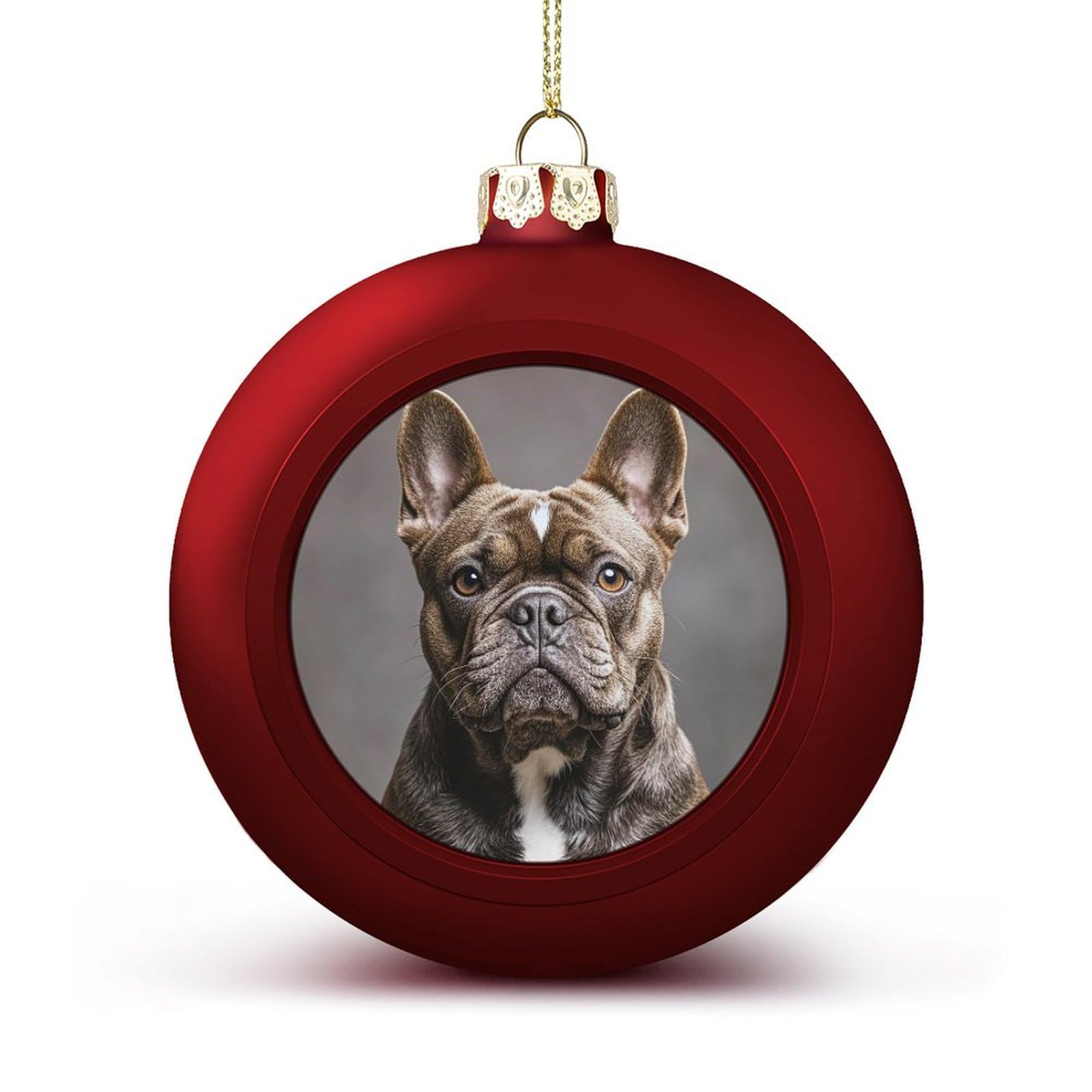French Bulldog Christmas Ball Ornament 1.6 Inch Red-Style Glittering Hanging Xmas Balls for Christmas Tree Pendants Decorative Christmas Tree Balls