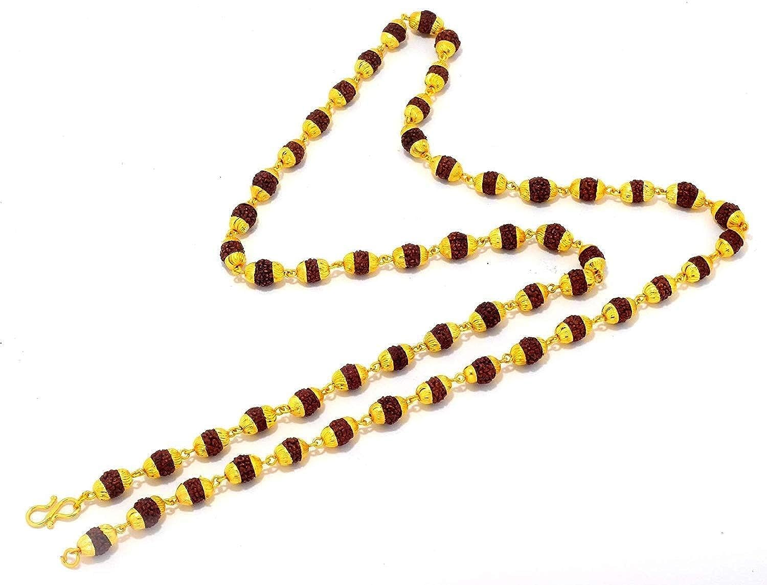 Nagaana Rudraksha Mala 28 Inch Premium 18K Yellow Gold Plated Copper Mala For Mens (B0CH1842T2) Amazon Price History, Amazon Price Tracker