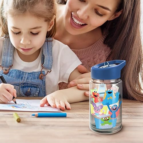 Miniatura 6 de LOGOVISION Sesame Street - Botella de agua de plástico Tritan para niños con tapa con popote y asa, vaso reutilizable para niños pequeños, unisex,