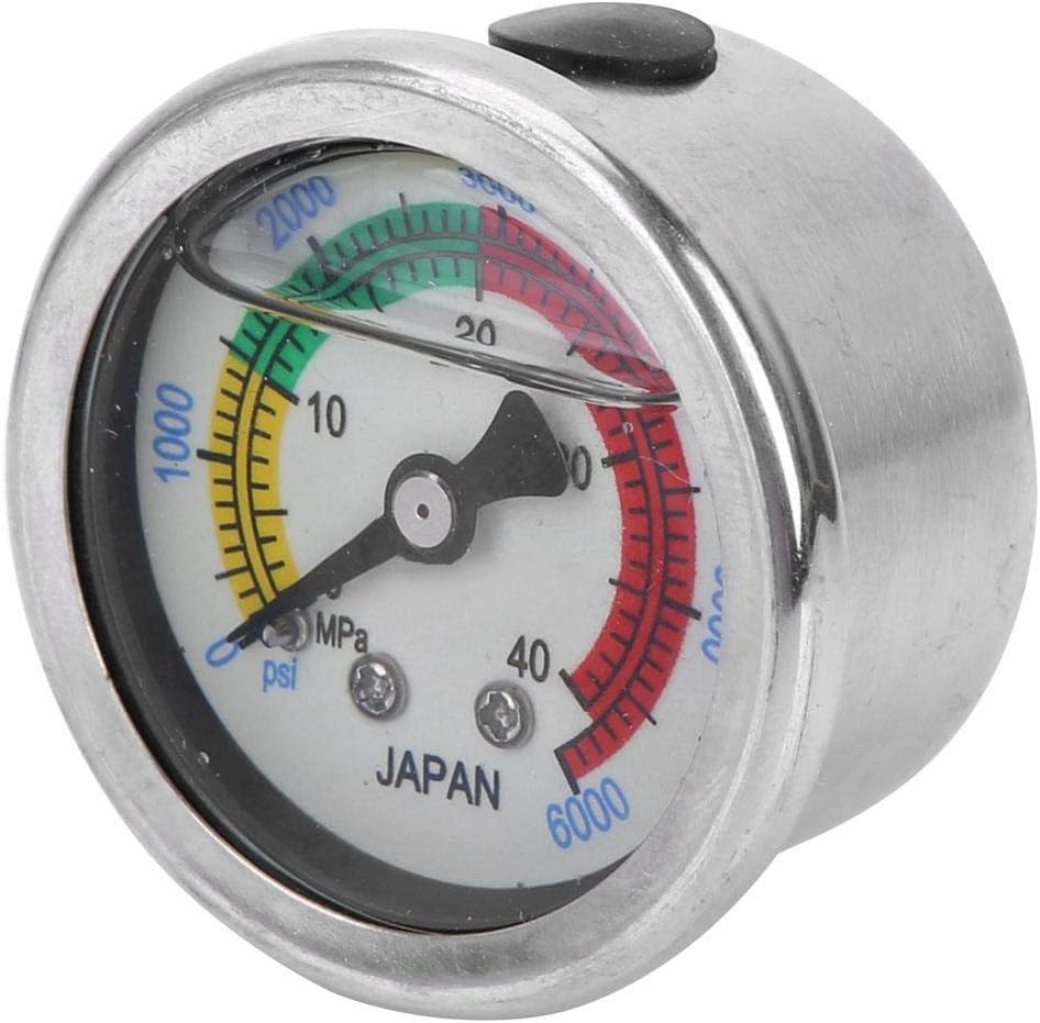 Jadeshay Pressure Gauge, 0-6000PSI 0-40MPa Air Pump Pressure Gauge Dual Scale Liquid Filled for Diving Equippment Manometer Measure