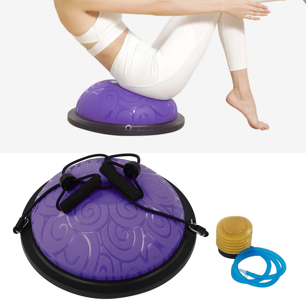 Balance Ball Trainer, 46 cm, antypoślizgowa półkula do balansowania, półkula z taśmami oporowymi, do jogi, fitnessu, treningu siłowego, treningu równowagi