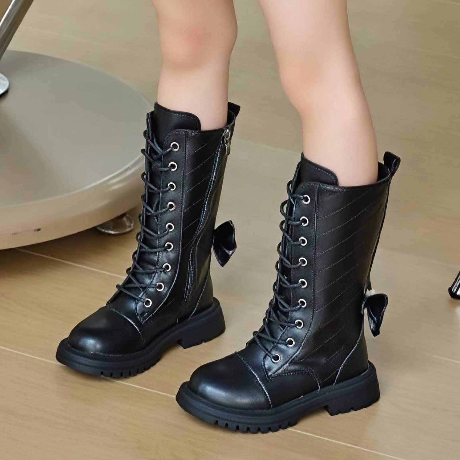 Stivali per Bambine Scarpe Traspirante Morbido Casual Scarpe da Trekking Outdoor Fodera in Pile Stivali da Equitazione per Ragazze Design alla Moda Chaussures Enfant pour École et Loisirs