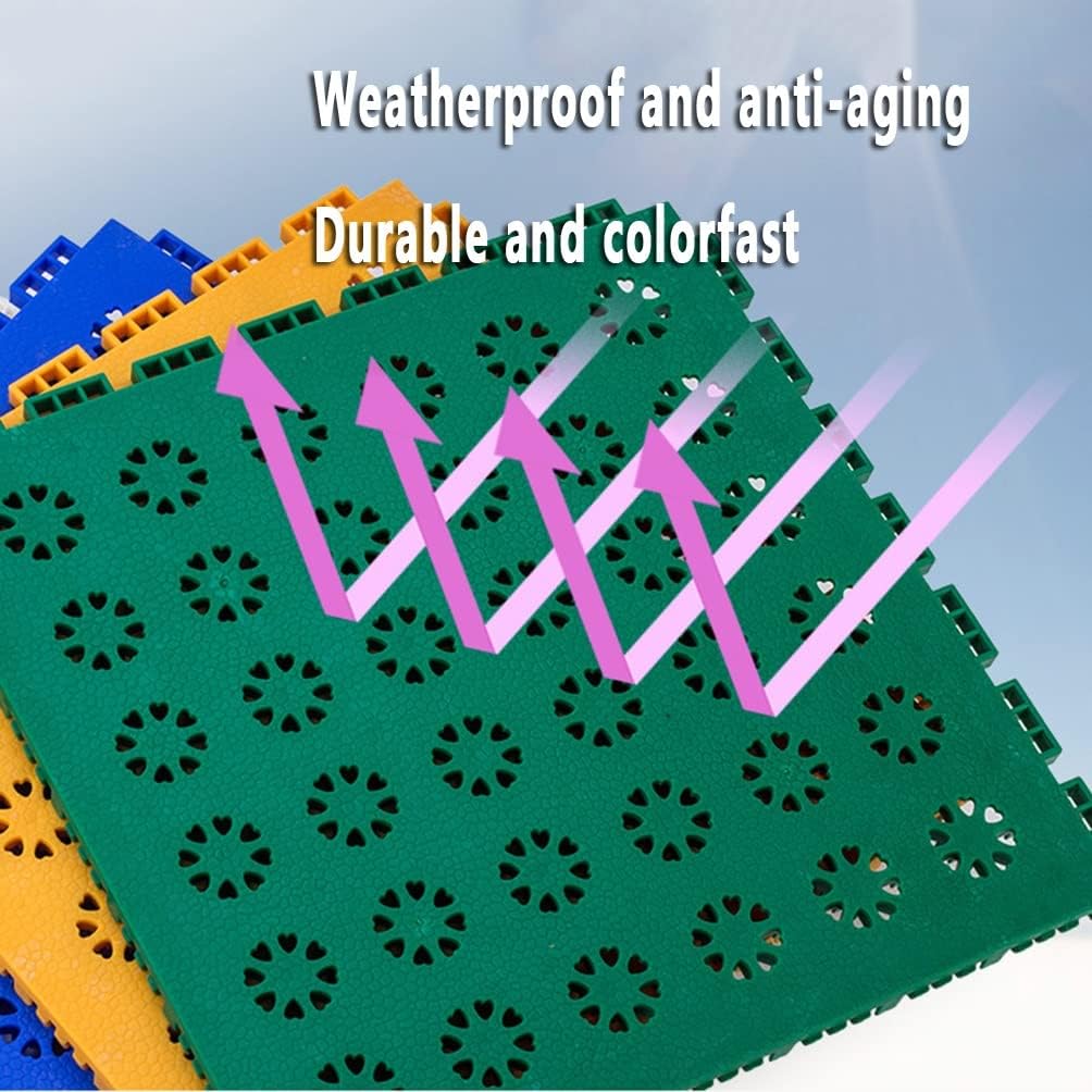 Floor Tiles 16 PCS Modular Interlocking Floor Tiles, Kindergarten Playground Park DIY Puzzle Sports Floor, Anti-Skid and Wear-Resistant,25CM,White-16PCS