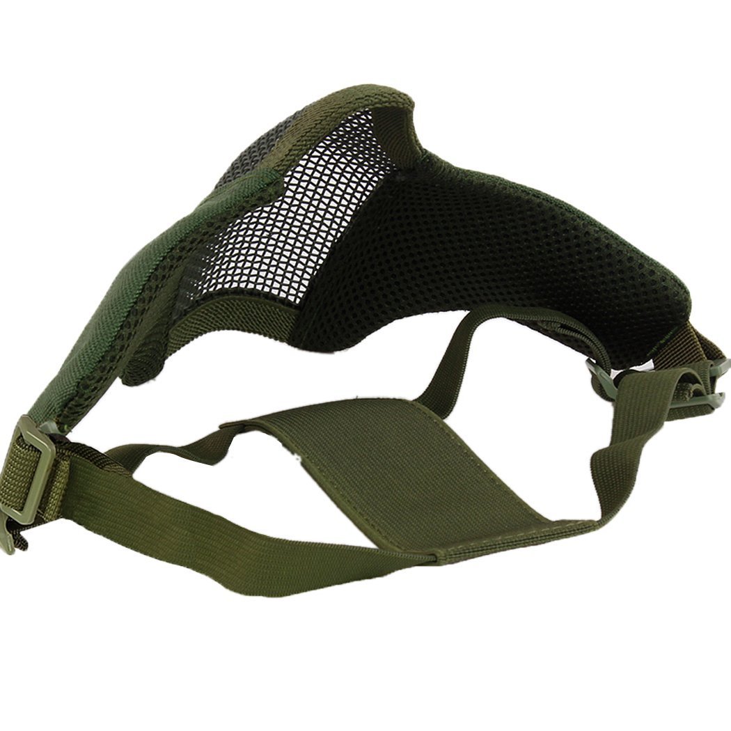 Tactical Airsoft guardia di Strike Steel Half Face Mask con 2-belts per CS caccia Paintboll WORLDSHOPPING4U