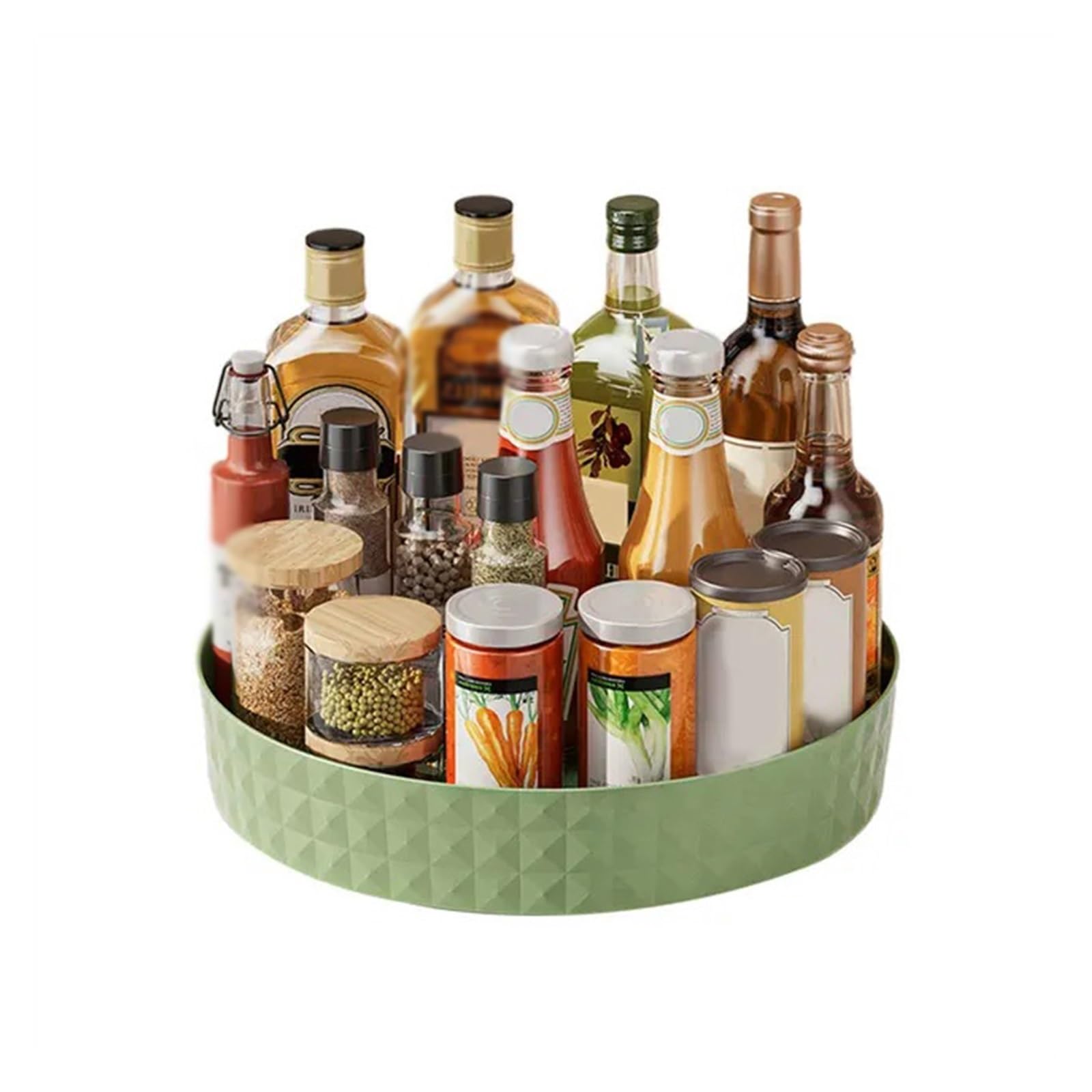 shangguanyun456 Spice Rack Rotating Seasoning Storage Rack Multifunction Pantry Cabinet Turntable for Cosmetics Kitchen Accessories Organizer Tray(Green)