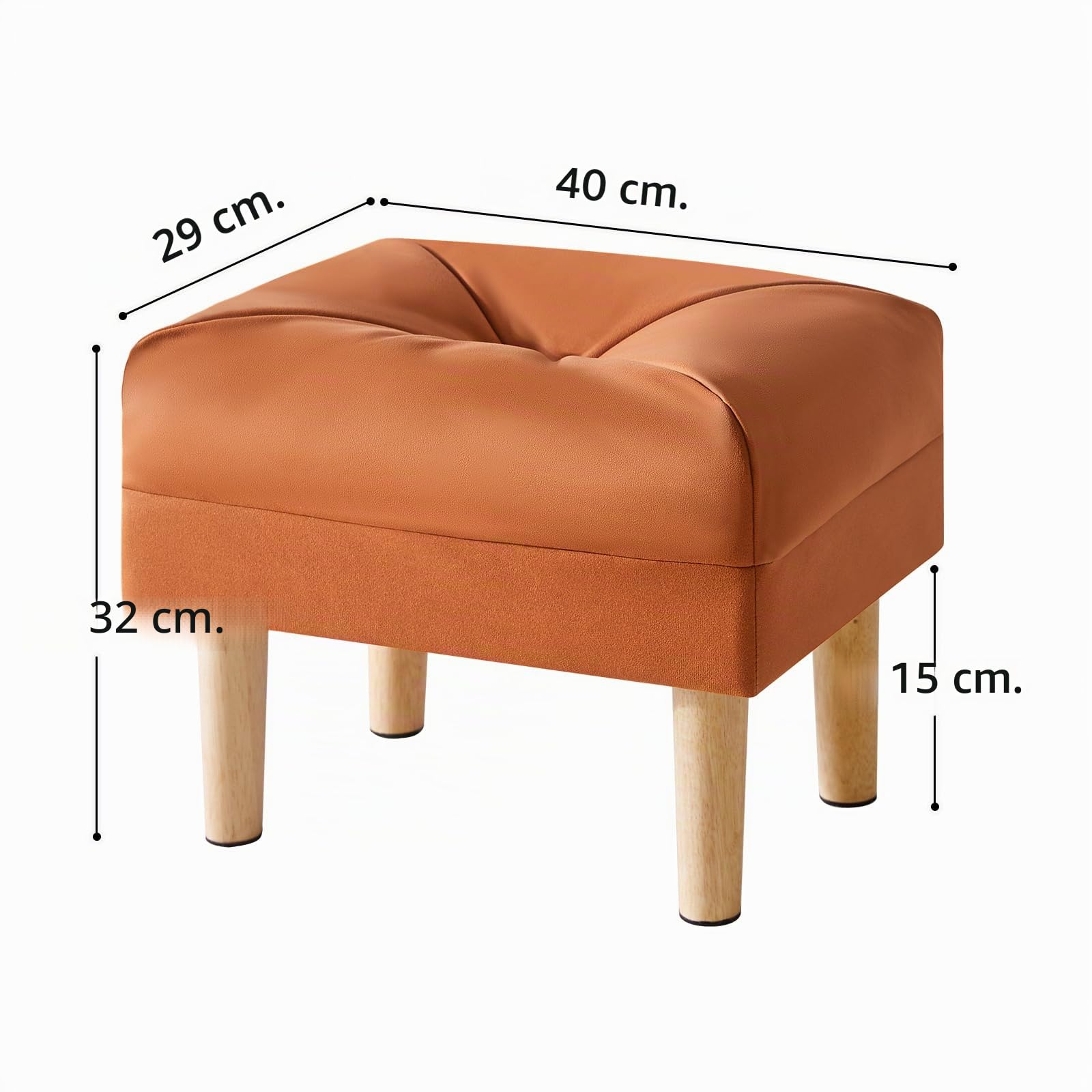YMYNY Ottomano, Pouf Couch Sgabello, Pouf Poggiapiedi, Materiale Del Tessuto Tecnico, Sgabello Basso in Legno, Piccolo Sgabello Imbottito per Soggiorno e Ingresso 40 x 29 x 32CM Arancione HBD040J