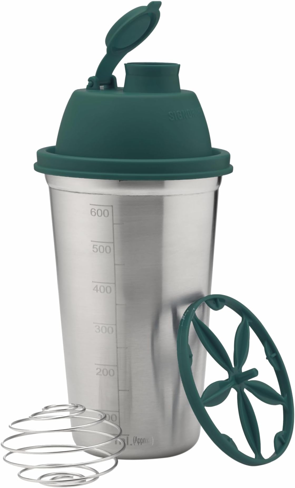 SignoraWare Shake N Shake Stainless Steel Shaker | Leakproof | Measurement marking| Perfect for fitness Enthusiast & Athletes | Ideal for mixing protein shakes & Pre-workout formula (650ml | Green)