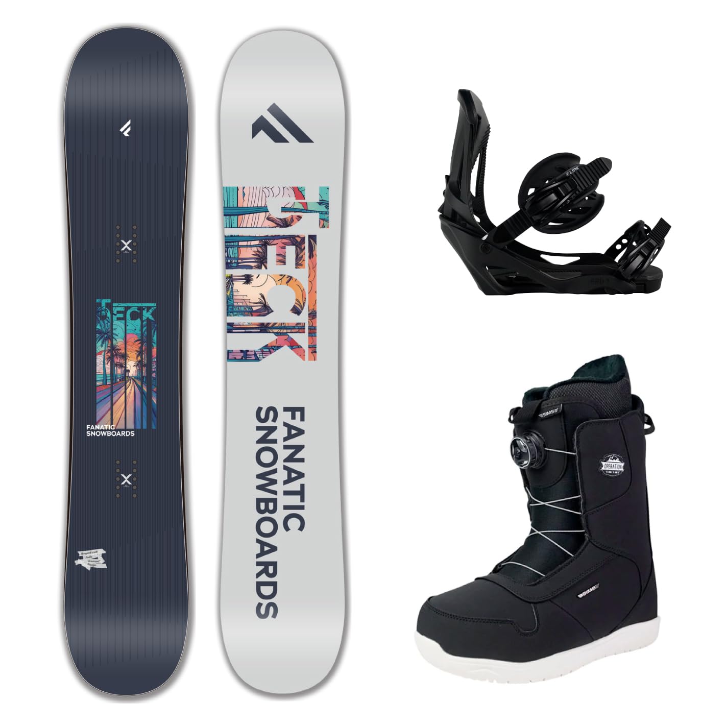 【スポイチ】25-26 BIN取付無料 FANATIC 3点セット T-DECK Black LINK GRD-2 SIMS OPERATION スノーボード 板 スノボ ファナティック シムス BOA メンズ レディース 2526 モデル 国内正規品