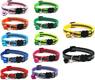 PLABBDPL 12 pcs Katzenhalsband mit Sicherheitsverschluss,Reflektierende,Welpenhalsbänder,Verstellbare Hundesicherheits ID-Halsbänder für Welpen,kleine Hunde und Katzen product image
