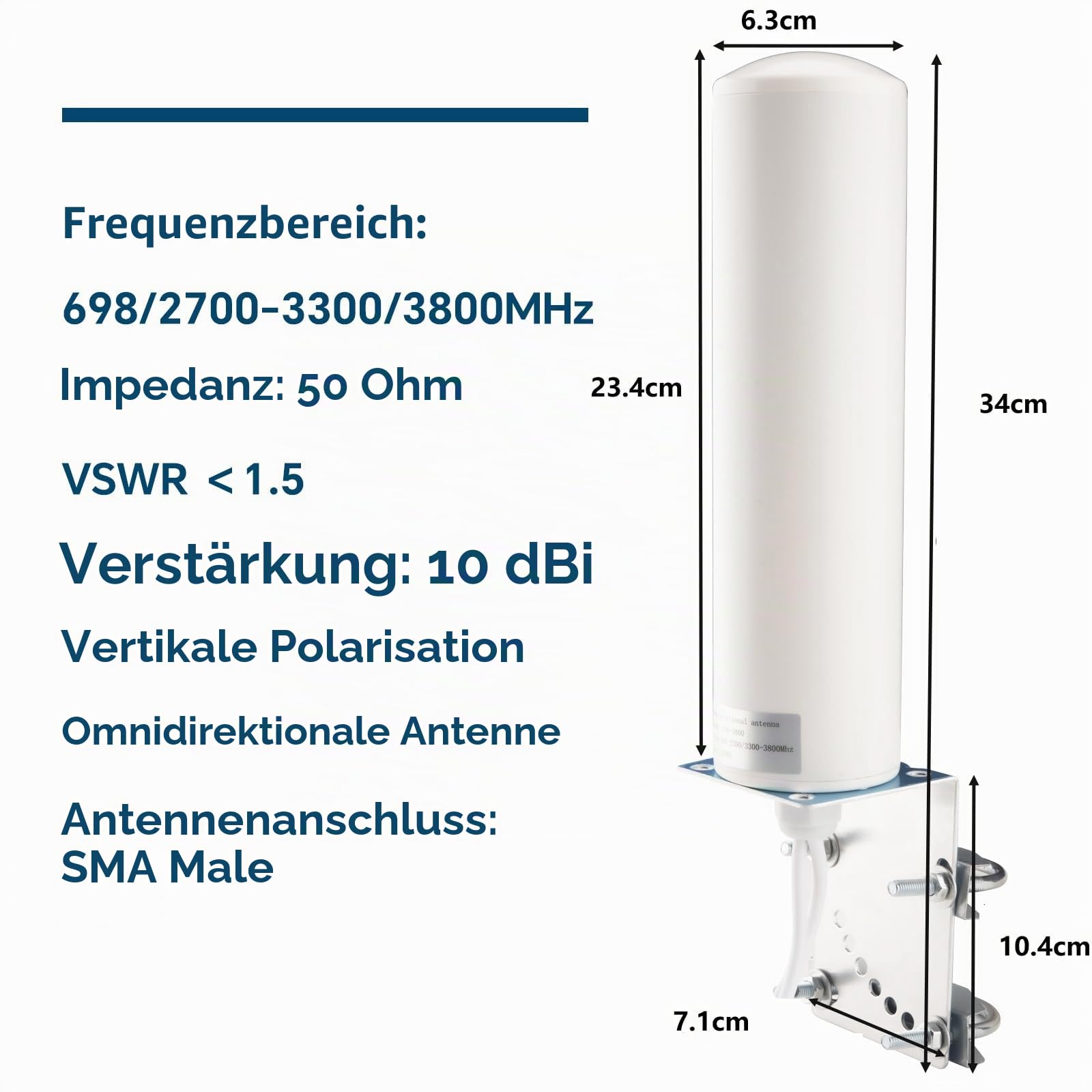 4G 5G LTE Antenne Outdoor 10dBi SMA TS9 Adapter 698-2700 3300-3800MHz High Gain WiFi Antenne Outdoor Low Loss Dual SMA Stecker 5M RG58 Kabel 4G LTE Omnidirektional Router Hotspot
