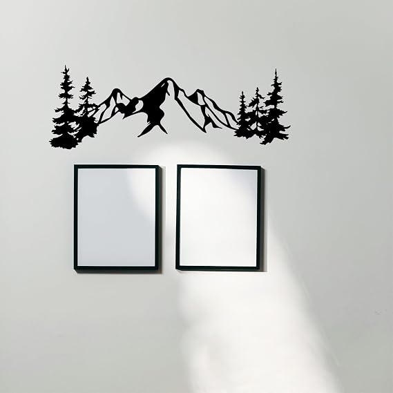 Yuzhuo Metal Mountain Wall Art Decor, Mountain Forest Silhouette Art Suitable for Living Room Bedroom Indoor Outdoor Garden Home Decoration