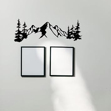 Yuzhuo Metal Mountain Wall Art Decor, Mountain Forest Silhouette Art Suitable for Living Room Bedroom Indoor Outdoor Garden Home Decoration