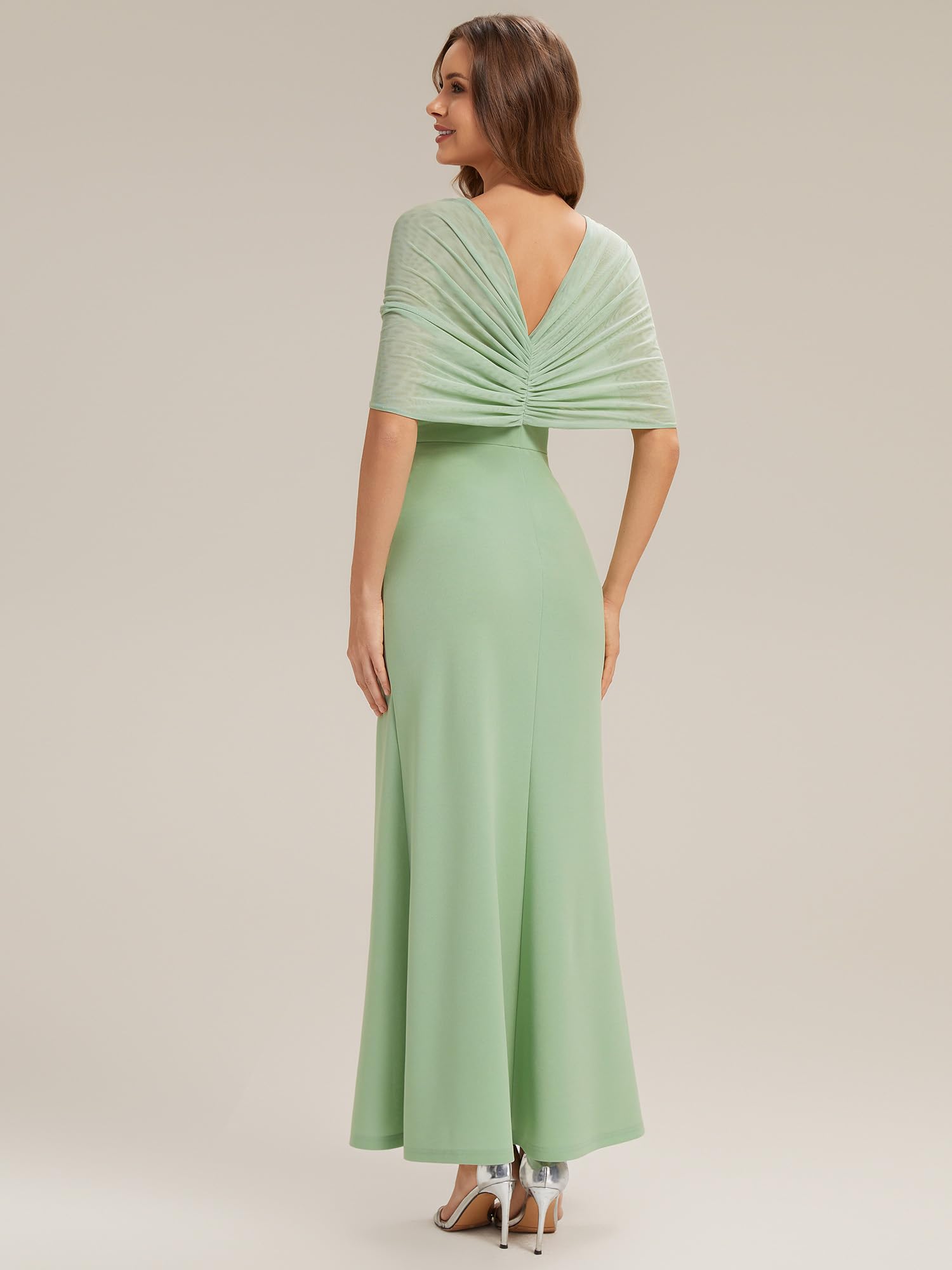 Ever-Pretty Abiti da Damigella Tubetop Maniche Corte Maglieria Maxi Linea Dritta ES02693