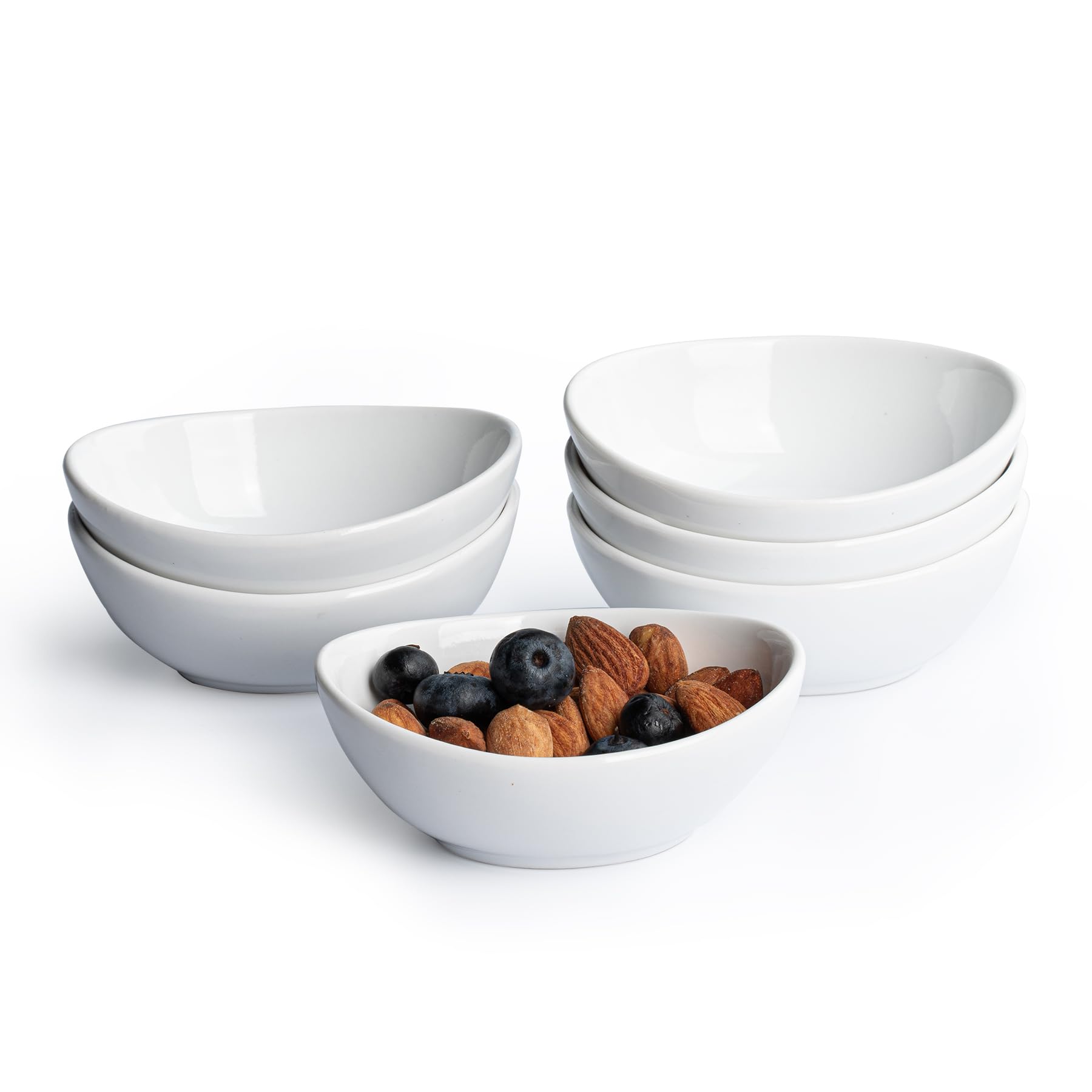 Dipping Bowls, 3 OZ Small Serving Bowls for Side Dishes,Set of 6 Mini Appetizer Plates for Condiment Sushi Ketchup BBQ Party, Porcelain Pinch Bowls, Tomato Sauce, Soy Sauce Dish Ceramic