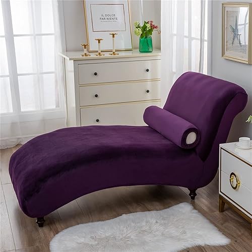Miniatura 3 de MaiYu-MY Funda de terciopelo para tumbona de lujo, para sala de estar, funda para muebles de interior, ultra suave, lavable a máquina (morado)