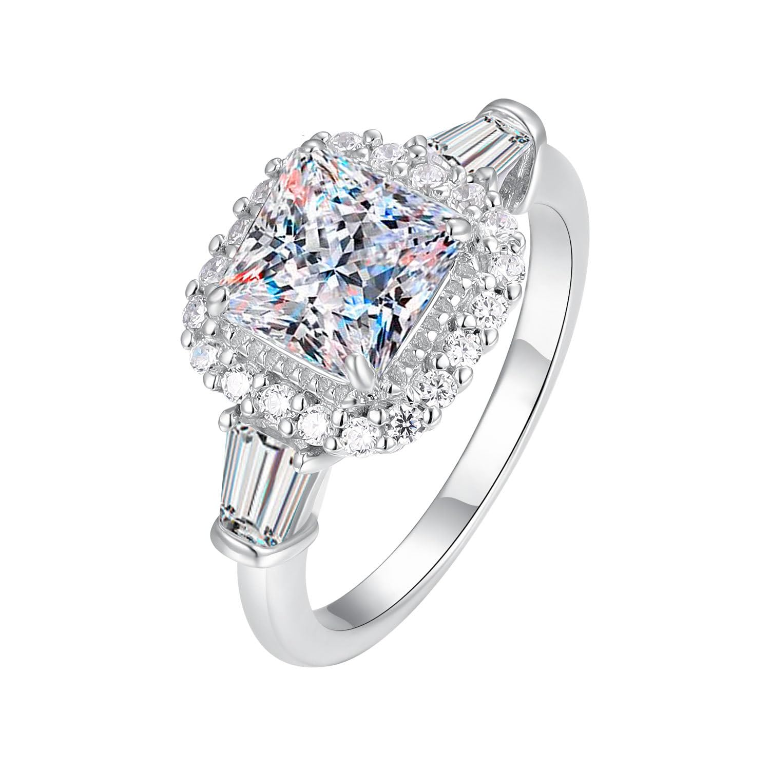 Bague de fiançailles moissanite princesse 2 CT D VVS1 pour femme
