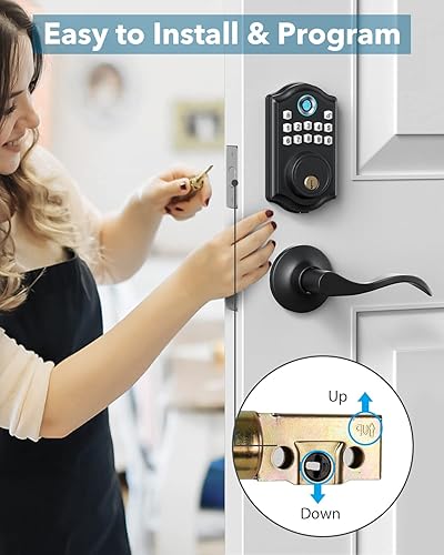 Miniatura 5 de Cerradura de puerta de huellas dactilares, entrada sin llave, cerrojo electrónico del teclado, cerradura inteligente biométrica de la puerta