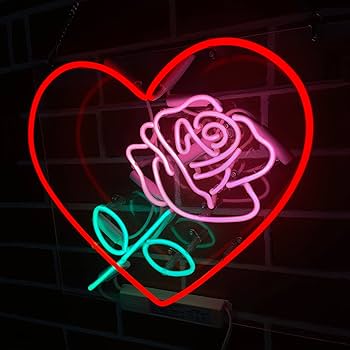 Amazon | ネオンサイン 『心の中のバラ（Rose）』 壁掛け ネオン管