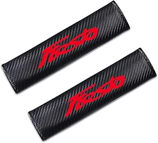 Symilov Pack of 2 Car Seat Belt Pads for Fo-rd Fiesta, Comfort Carbon Fibre Seat Belt Padding Seat Belt Shoulder Protection Cover Car Interior Accessories, Red