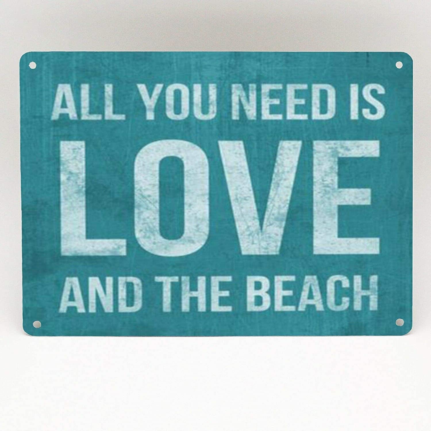 RIFOSA 6"x8" Love And The Beach Theme Metal Sign Bathroom Kitchen Garden Vintage Retro Gift — image 1