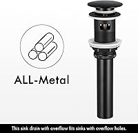 Vista 5 de KES Grifo de baño negro y desagüe de lavabo de baño con desbordamiento, grifo de un solo orificio certificado por cUPC con tapón de drenaje
