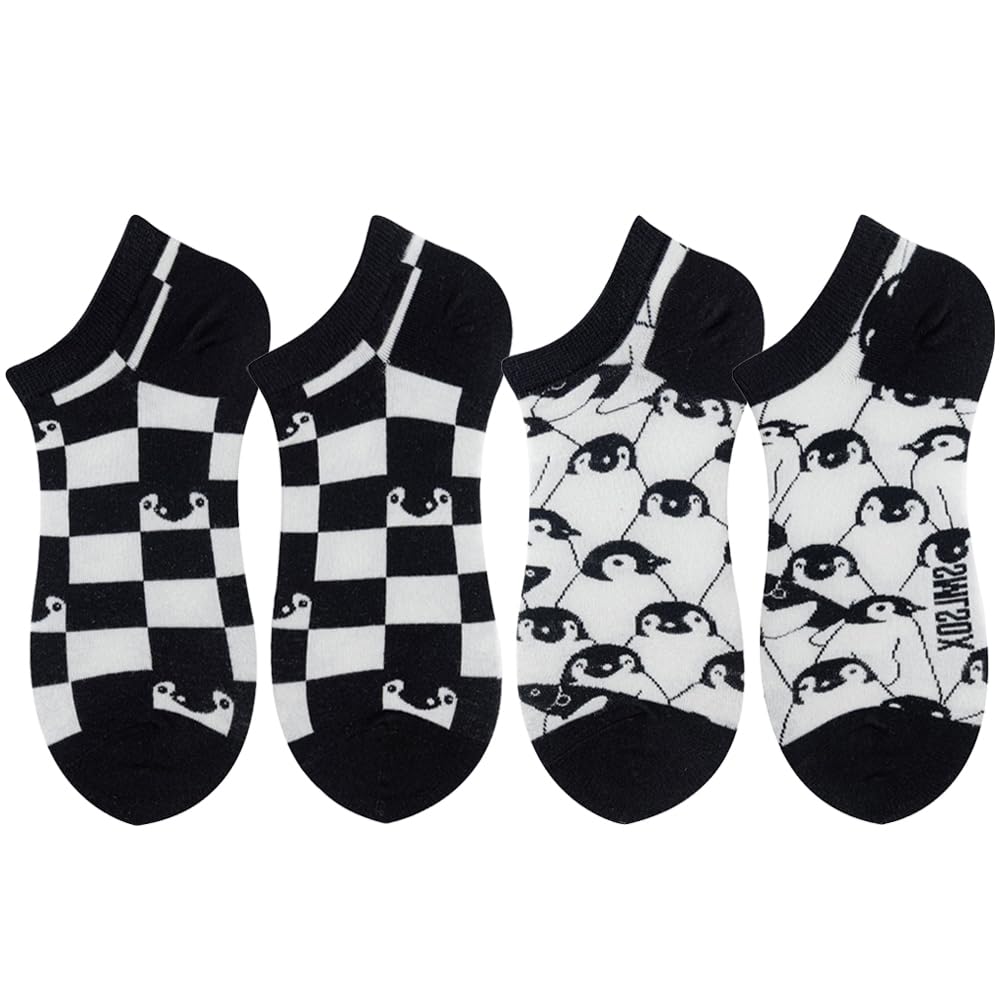 2 Pairs Funny Cartoon Animal Print Cotton Ankle Socks for Women Teens