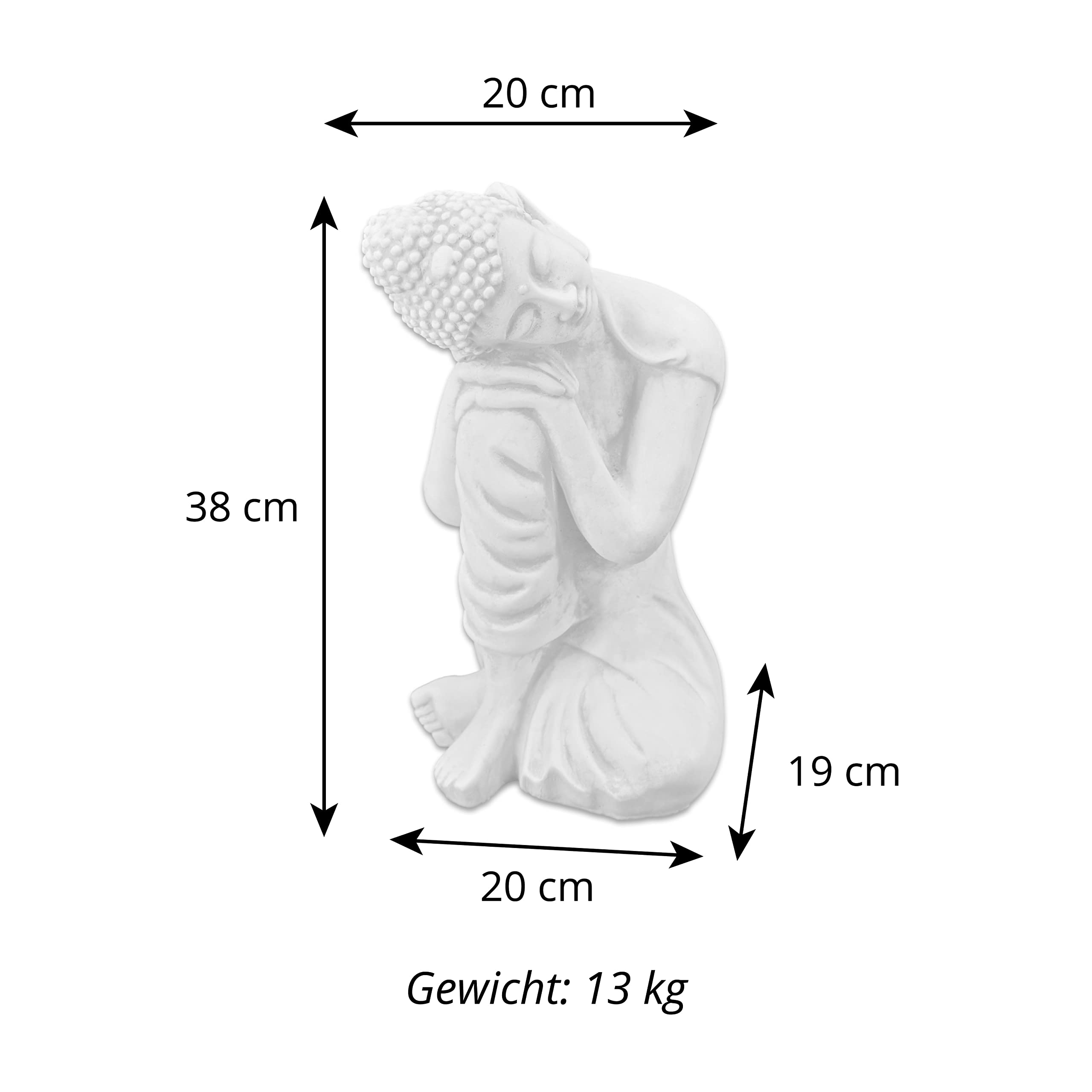 gartendekoparadies.de Statua di pietra del Buddha, altezza 38 cm, 13 kg, grigio resistente al gelo in pietra gres per esterni