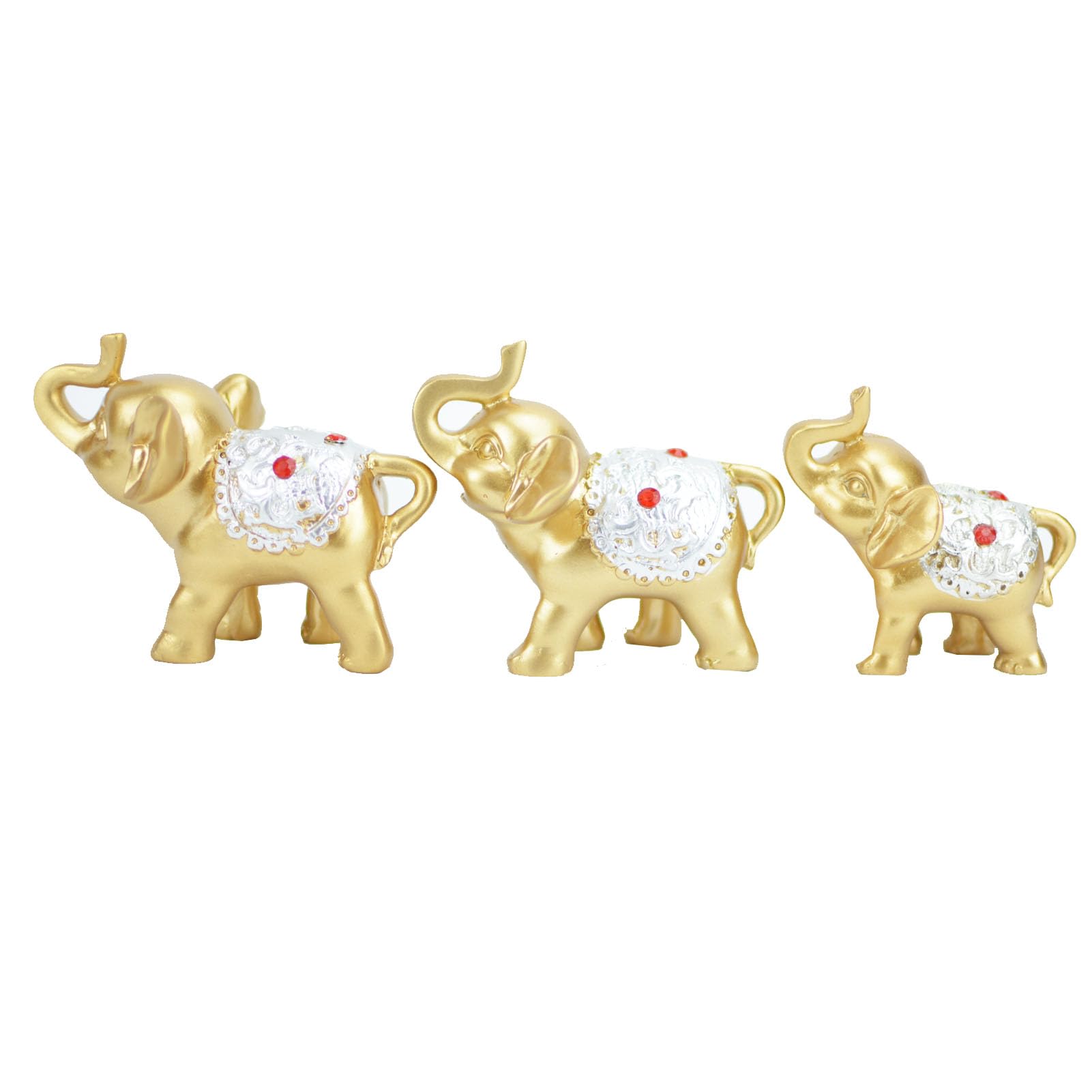 Silverback Golden Elephant 3 Piece Set, Bringing Good Luck and Health Feng Shui Elephant Figurines for Living Room Wine Cabinet TV Cabinet Decoration (Gold)