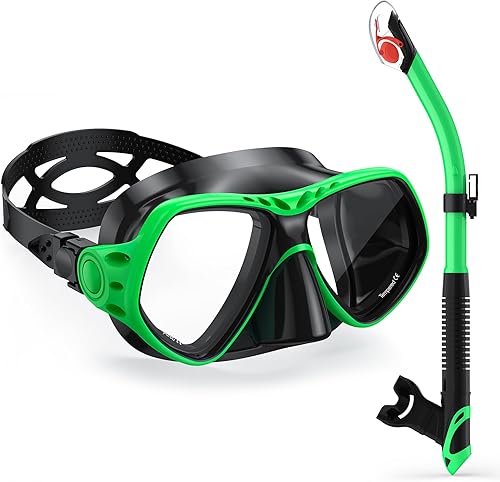 Miniatura 1 de LUPYJI Dry Snorkel Set,Scuba Diving Swim Mask,180 Clear View with Anti-Fog Coating Tempered Glass Snorkel Mask,Snorkeling Gear for Adults & Youth