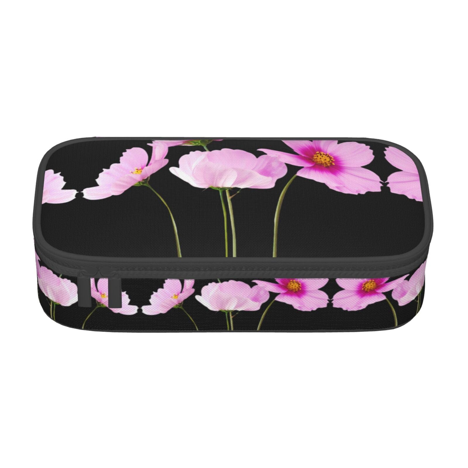 Faduni Pink Leaf Flowers Large Capacity Pencil Case Pouch Holder Pen Case School Supplies Gift for Middle High School Students Girl Boy Adult Teen